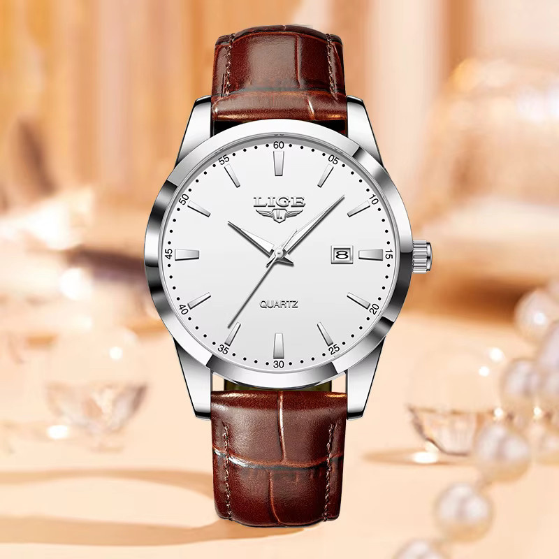 LIGE Armbanduhr Quarz, Leder, Weiß, Damen - Bild 2