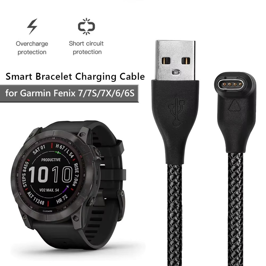 USB-Ladekabel für Garmin Smartwatches Fenix, Vivoactive, Forerunner und Instinct in Schwarz, Länge: 1 m - Bild 2