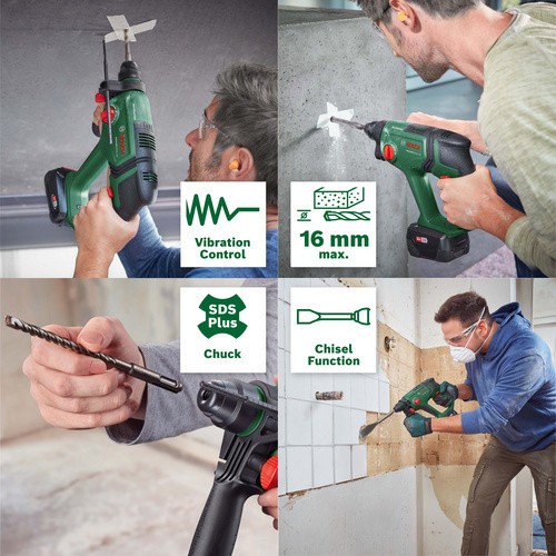 Bosch UniversalHammer Akku-Bohrhammer 18V mit 2,5 Ah Akku und Ladegerät in Grün/Schwarz - Bild 4