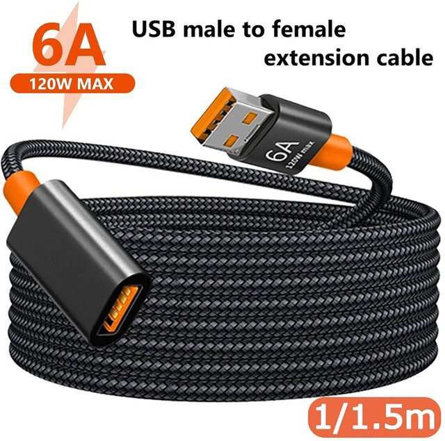 USB 3.0 Verlängerungskabel Buchse auf Stecker Schwarz für Computer Kamera TV Laptop und Drucker - Bild 1