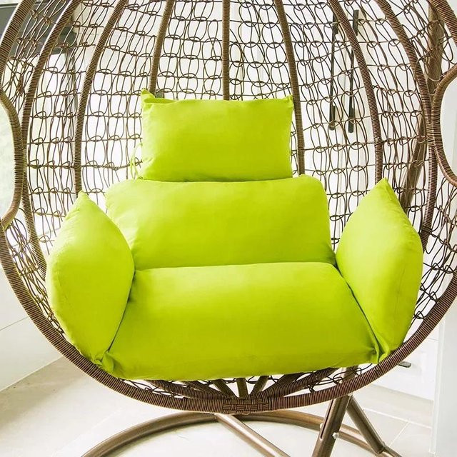 Grüne Outdoor Schaukelstuhlauflage für Eierkorb-Hängestühle aus Polyester, B/H: 54 x 35 cm - Bild 1
