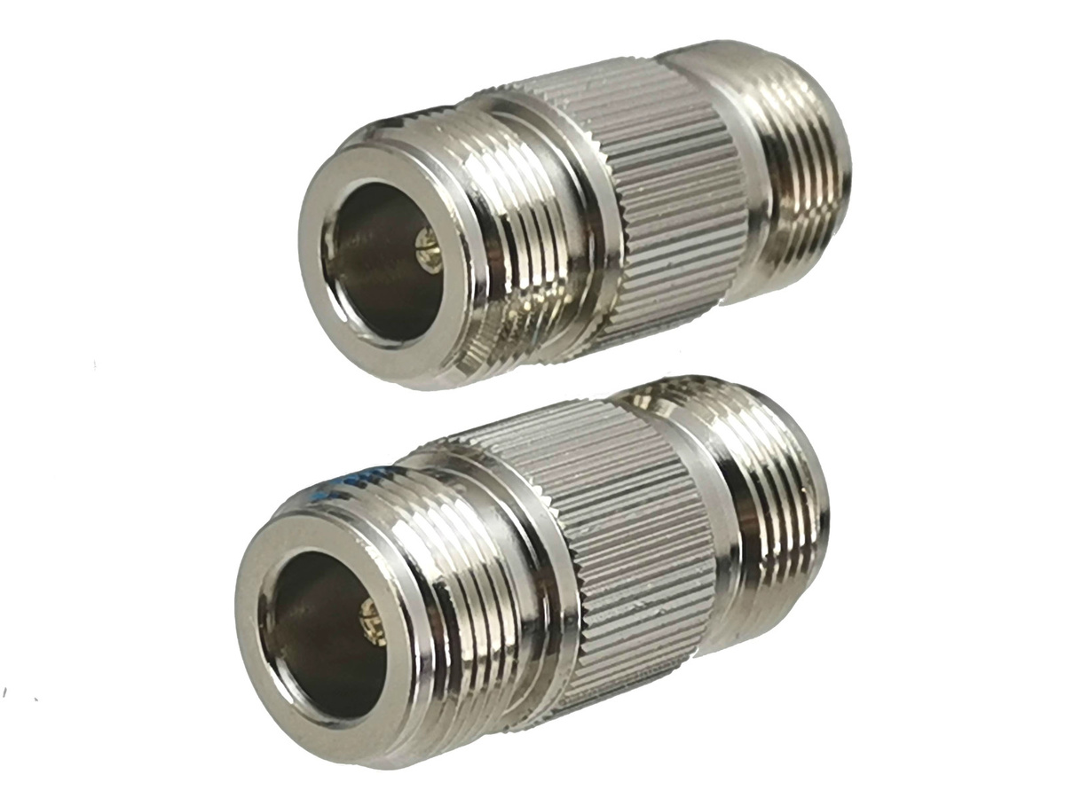 N auf N Stecker und Buchse T-Splitter sowie rechtwinkliger RF-Koaxial-Konverter in Silber - Bild 2