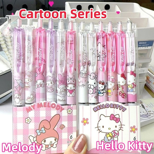 Hello Kitty Melody Limited Edition Gelstifte Set, 6 Stück, Schwarz, 0,5 mm Schreibwaren für Schule und Büro - Bild 1