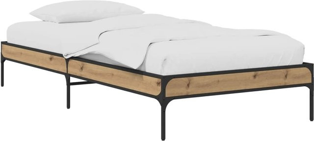 vidaXL Bettrahmen aus Holzwerkstoff in Eiche, Farbe Braun, B/H: 80 x 203 cm - Bild 1
