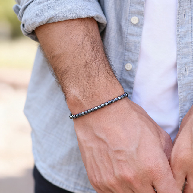 Pulseria Armband, Hämatit-Stein, Schwarz, Herren - Bild 1
