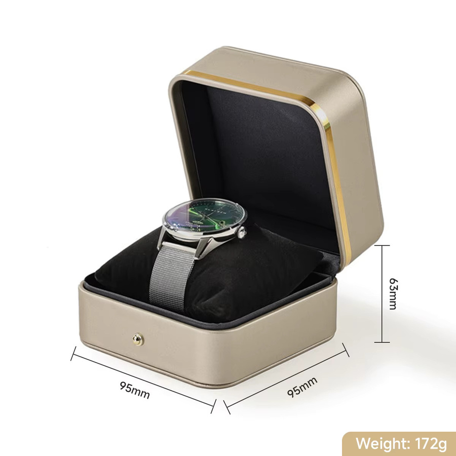 CHIICSMART Uhrenbox, PU-Leder, Goldverzierung, Edelstahl, Unisex - Bild 3