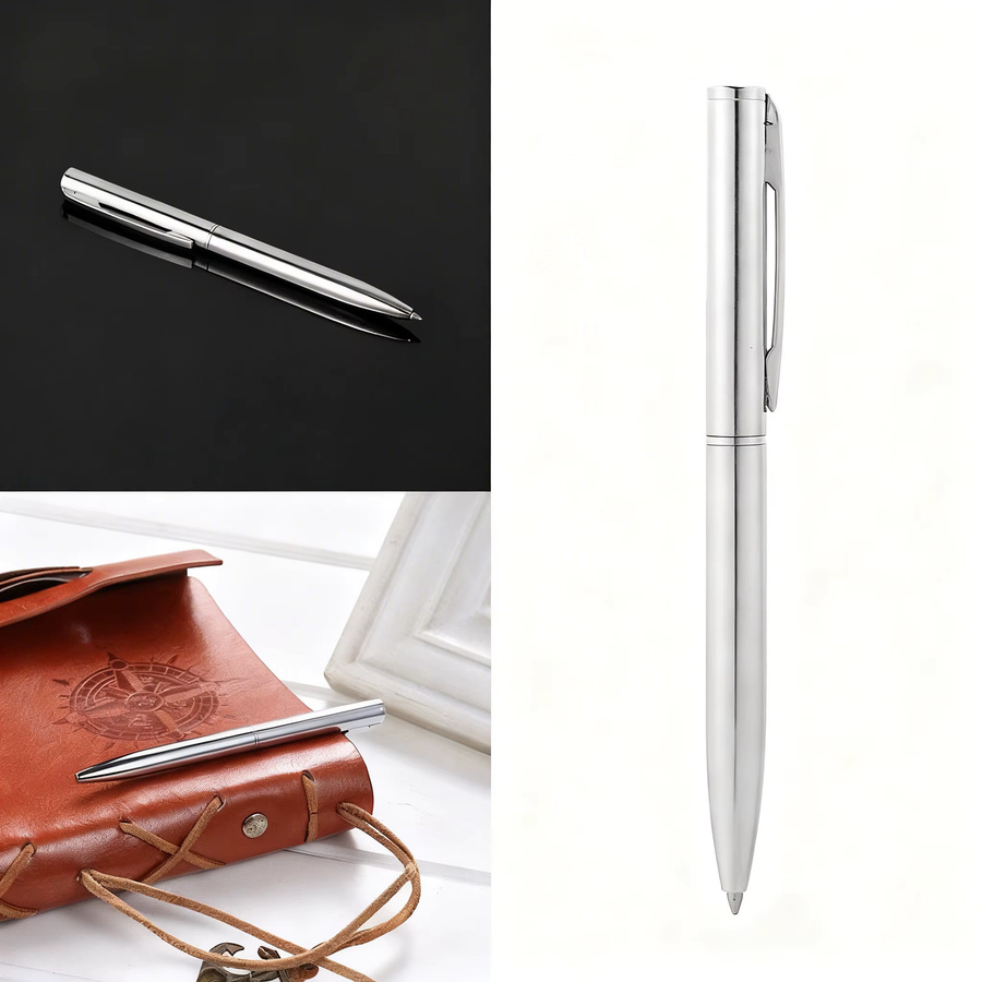 Hochwertiger Rollerball-Stift aus Metall in Silber mit 1,0 mm Spitze - Bild 2