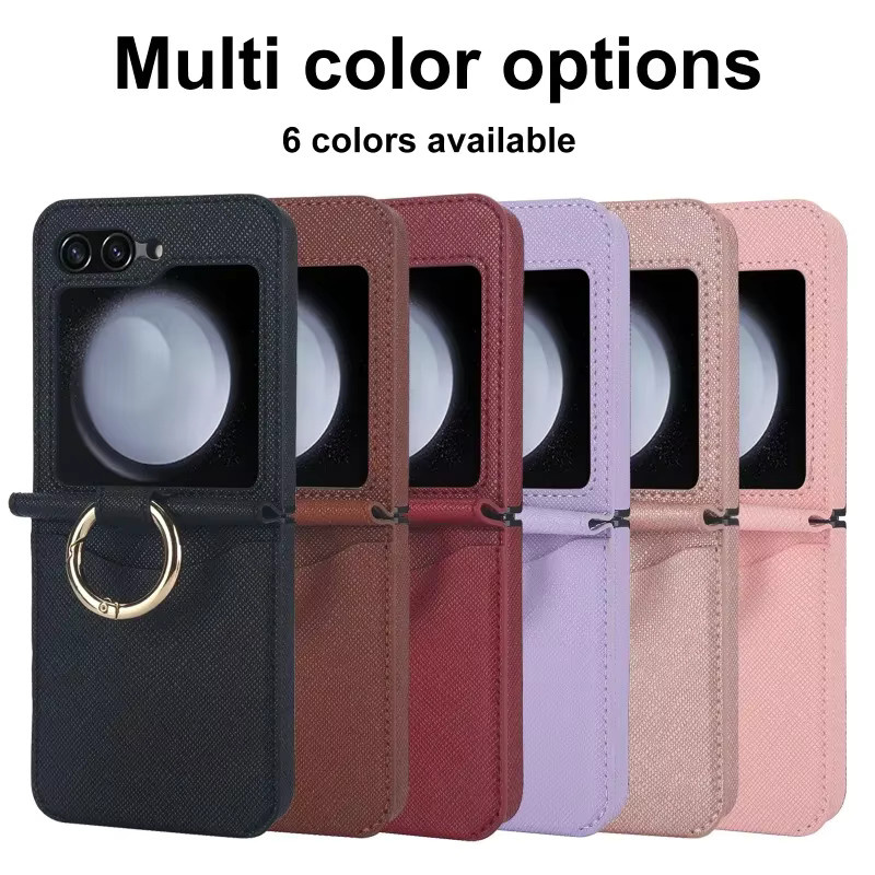 Lederring-Handyhülle für Samsung Galaxy Z Flip 7, 6, 5, 4, 3 mit Kartenhalter und Geldbörse, stoßfeste Abdeckung in Black oder Pink - Bild 6