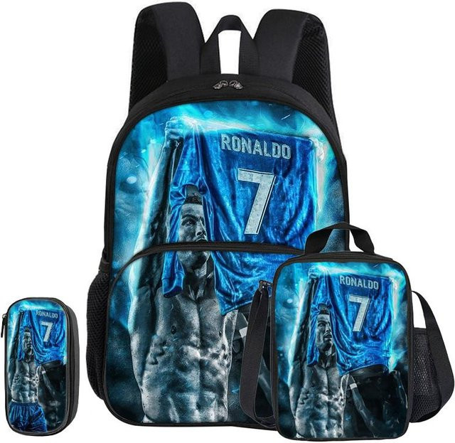 Fancy Style Studio Ronaldo 3-teiliges Schulset in Blau mit Rucksack, thermoisolierter Lunchtasche und Federmäppchen - Bild 1