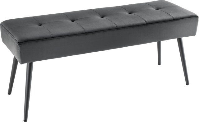 riess-ambiente Sitzbank BOUTIQUE aus Samt in Dunkelgrau mit schwarzen Metallbeinen, Breite: 100 cm - Bild 1