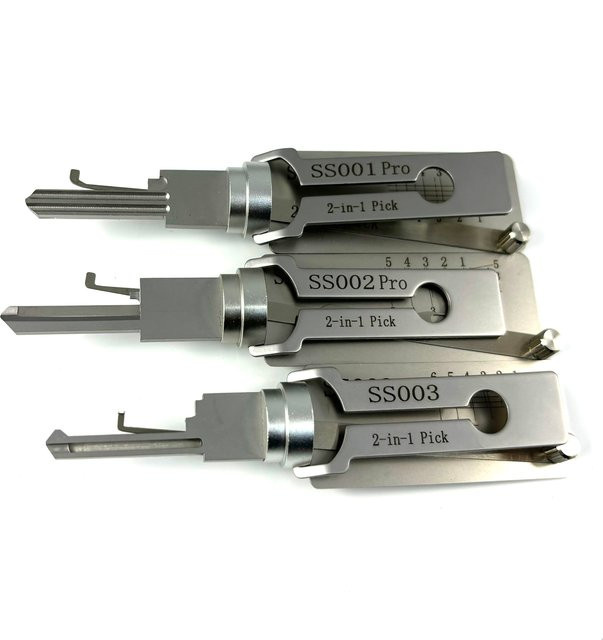 SS001 SS002 SS03 2-in-1 Präzisions-Schlüssel- und Haken-Set Lockpicking-Kit zum Öffnen von Türschlössern in Silber - Bild 1