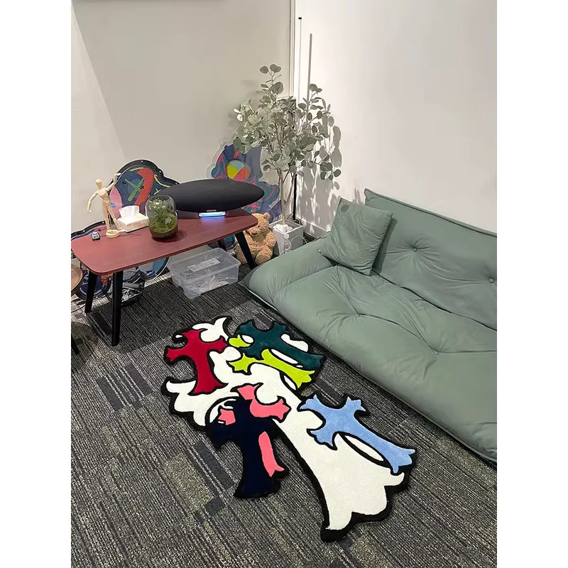 VIKAMA Dekorative Fußmatte in bunten Kreuzformen für Wohnzimmer und Schlafzimmer, Multicolour - Bild 2