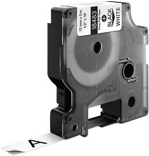 DYMO Rhino 18764 Beschriftungsband aus Polyester, Farbe Weiß mit schwarzer Schrift, Breite: 12 mm, Länge: 5,5 m - Bild 1