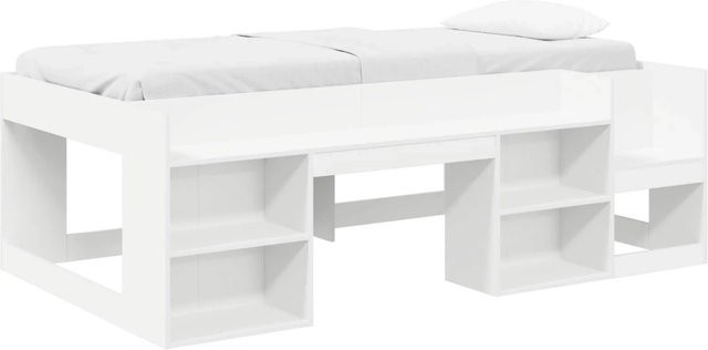 vidaXL Kinderbettgestell mit Stauraum in Weiß aus Holzwerkstoff B/T/H: 90 x 200 x 118,5 cm - Bild 1