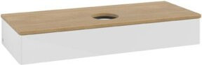 V&B Waschtischunterschrank Antao ohne Frontstruktur in Eiche Honig und Weiß Lack, B/T/H: 120 x 50 x 19 cm - Bild 1
