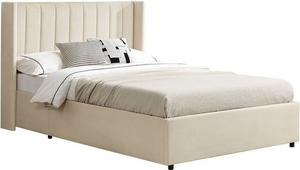 Juskys Polsterbett Savona mit Stauraum und Lattenrost in Beige mit Samt-Bezug B: 140 cm, T: 200 cm