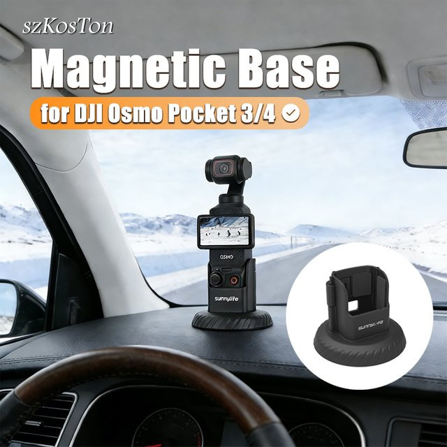 Magnetische Halterung für DJI OSMO POCKET 3 und Pocket 4, Magnetischer Basisclip-Halter in Schwarz für Auto, Vlog und Tisch - Bild 1
