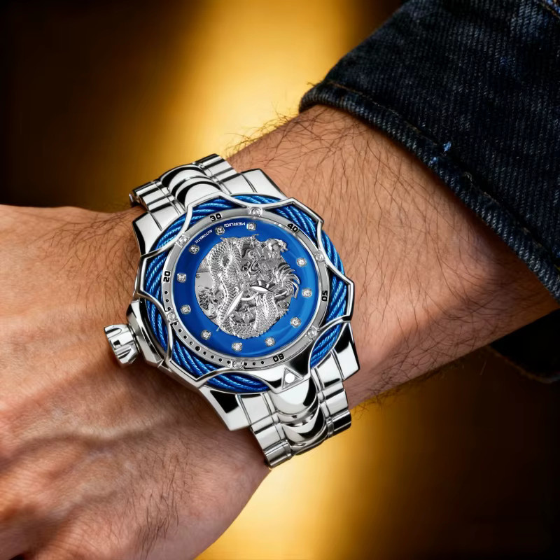 MEIRUIQI Armbanduhr Automatik, Edelstahl, blaues Zifferblatt, Herren - Bild 6