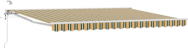 vidaXL Elektrische Ausziehbare Markise mit Semi-Cassette aus Polyester in Grün Gelb Weiß, B: 4,5 m, T: 3 m - Bild 1