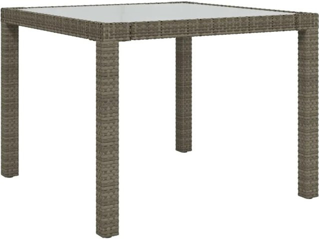 vidaXL Gartentisch aus Polyrattan und Glas in Grau, B/T/H: 90 x 90 x 75 cm - Bild 1