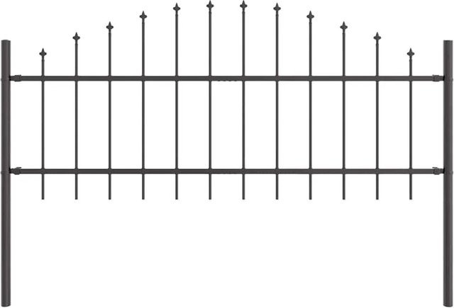 vidaXL Gartenzaun aus pulverbeschichtetem Stahl in Grau, Höhe: 75 cm, Breite: 1020 cm - Bild 1