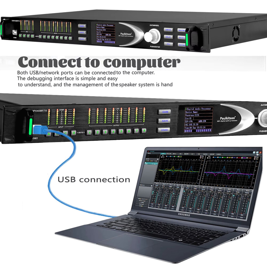 PaulKitson Digitaler Audio-Prozessor Lautsprechermanagementsystem mit FIR AES-Ausgang, 96K 32Bit DSP, Schwarz - Bild 2