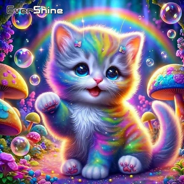 EverShine Diamant-Malbild Katze DIY Mosaik Set für Erwachsene und Anfänger, Mehrfarbig, B/B/H: 20 x 20 x 20 cm - Bild 1