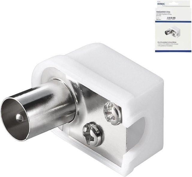 DINIC Koaxial Winkelstecker mit Schraubbefestigung in Weiß - Bild 1