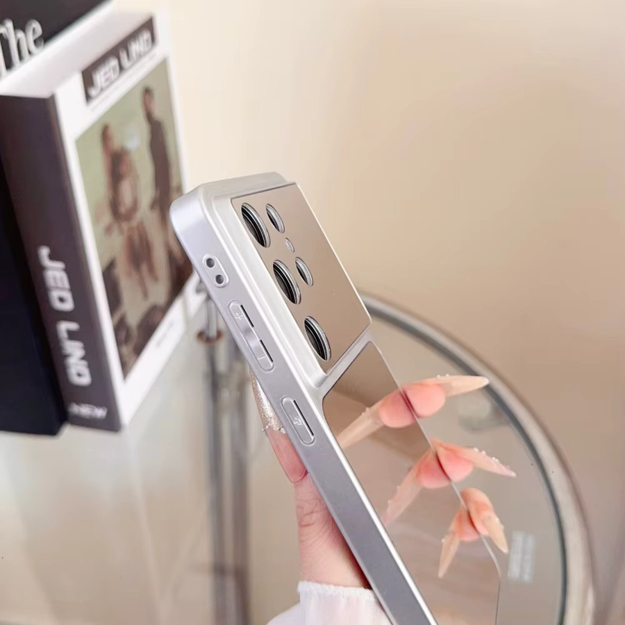 MagSafe kompatible Samsung Handyhülle mit plattiertem Make-up-Spiegel für Samsung S26 S25 S24 Plus und S24 Ultra in Silber oder Weiß - Bild 2