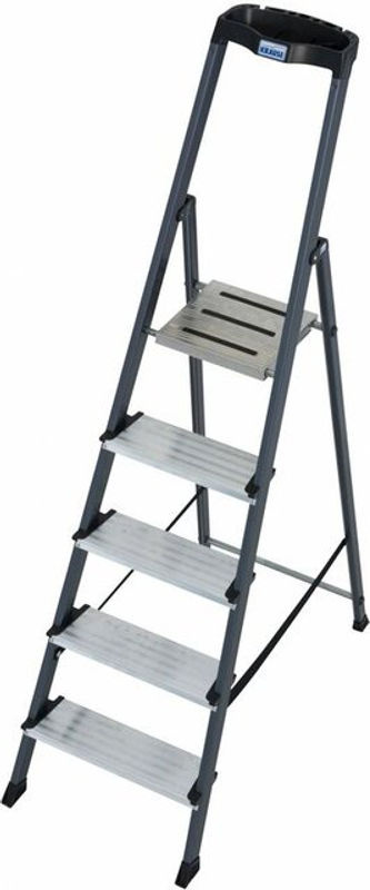 Krause Monto Securo Stufen-Stehleiter aus Aluminium, silberfarben, 5 Stufen, Höhe: 150 cm, Breite: 48 cm, Tiefe: 58 cm - Bild 3