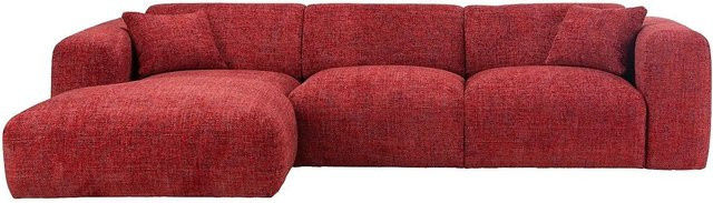 Maison Céphy Sofa Pogni in Rot mit L-Form und strukturiertem Stoff, Breite: 280 cm - Bild 1