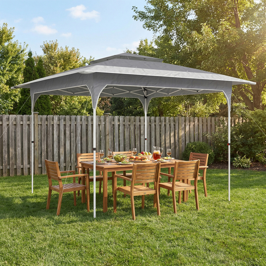 Outsunny Pop-up Faltpavillon mit Doppeldach Dunkelgrau B/T: 3,5 x 3,5 m - Bild 2