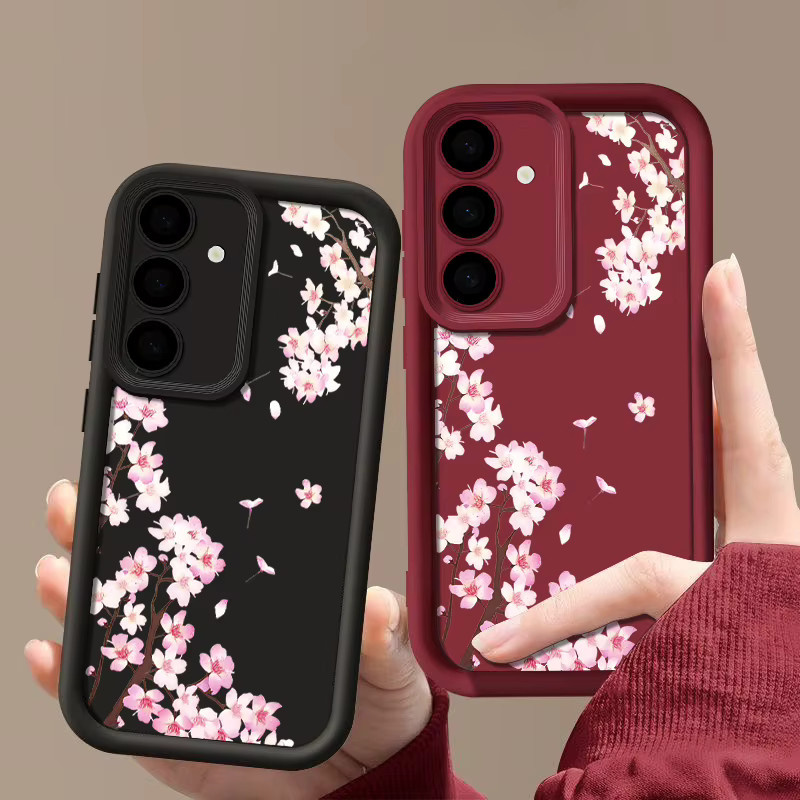Samsung Handyhülle aus weichem Silikon mit rosa Pfirsichblüten-Muster für Galaxy S25 S24 S23 Ultra S25 Edge S24 S23 FE S22 Plus in Pink, Weiß und Multicolour - Bild 2