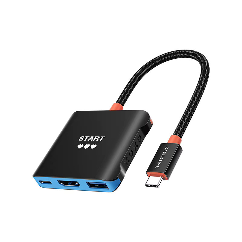 CABLETIME 3-in-1 USB-C-Hub Switch Tragbare TV-Dockingstation in Schwarz mit 4K 144Hz, PD 100W und 5 Gbps für Switch, Switch 2 und Steam Deck - Bild 7