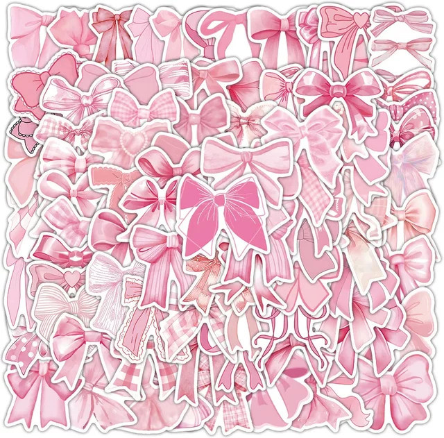 GOGOTU Rosa Bowknot Aufkleber, 50-teiliges Set, pink - Bild 1