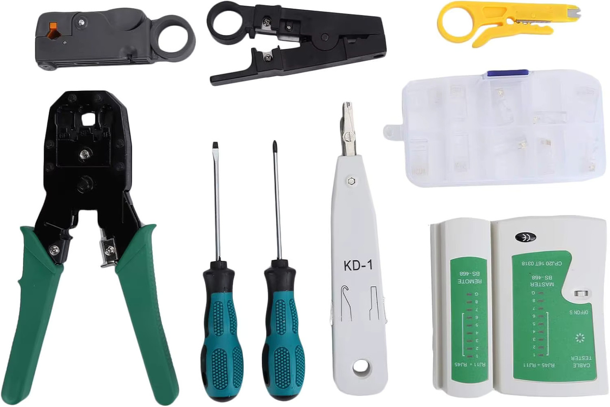 Netzwerk-Kit Set mit Crimper, Kabeltester, Cutter, Stanzwerkzeug und Schraubendreher in Multicolor - Bild 2