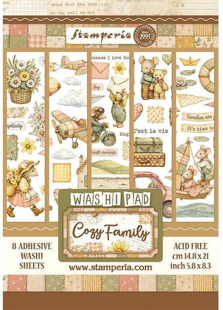 Stamperia Washi Pad Cozy Family in Multicolour - Bild 1