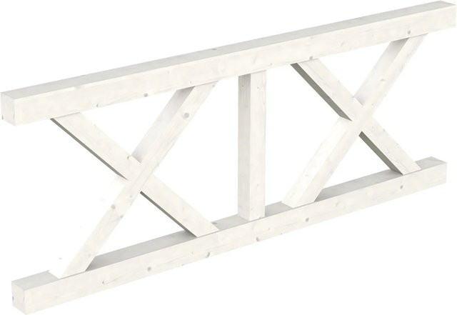 Skan Holz Brüstung Andreaskreuz aus Fichte in Weiß, B: 220 cm, H: 84 cm - Bild 1