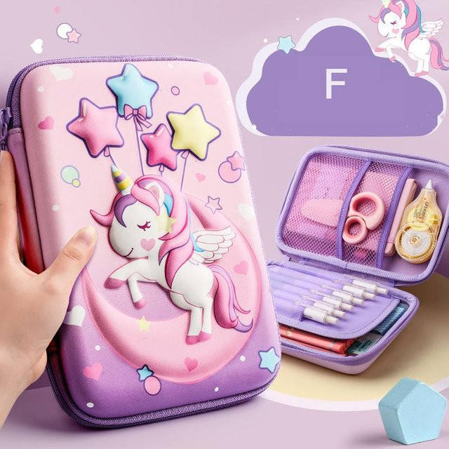 SQUMIDER 3D EVA Einhorn Federmäppchen für Mädchen in Pink - Bild 1