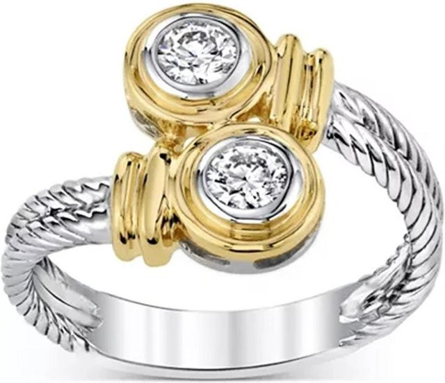 YIRAN Jewelry Damenring, Bicolor, Kupfer, Zirkonia - Bild 1