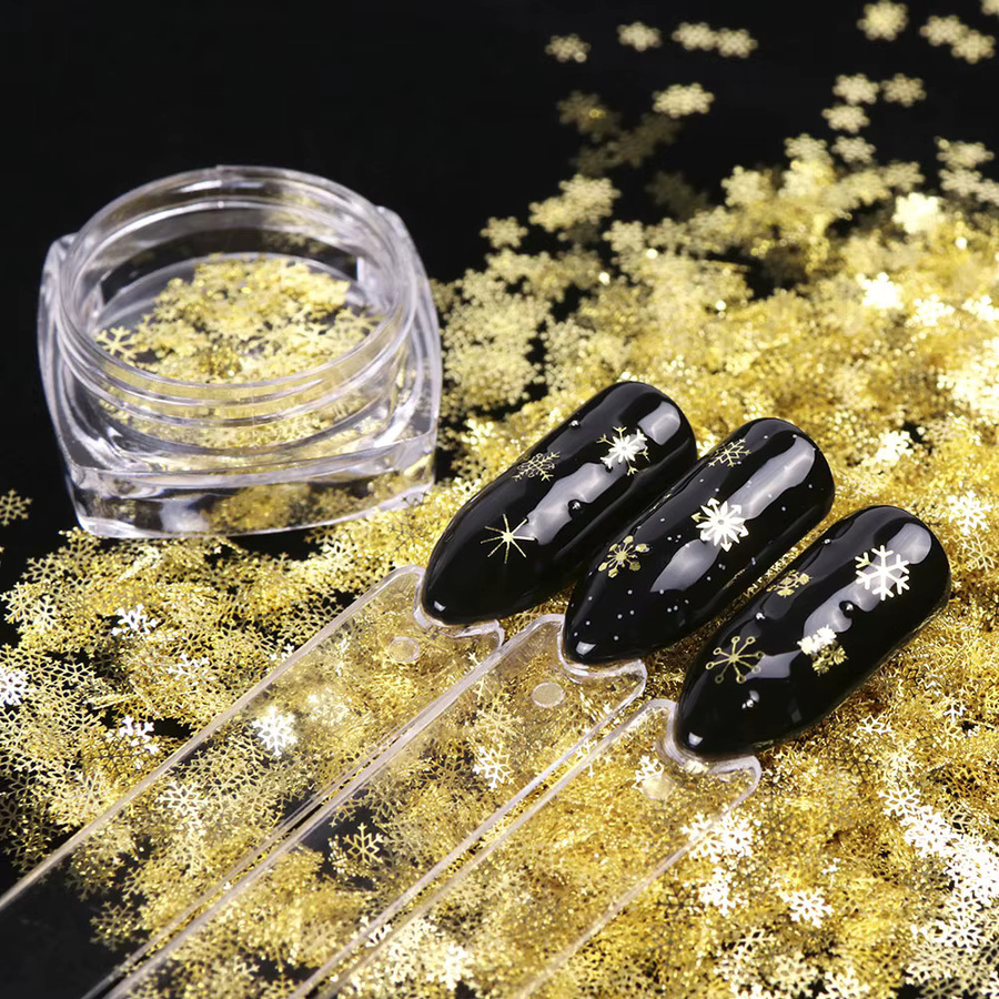 Full Beauty Nail Art Zubehör, 3D Schneeflocke, Metallic Gold - Bild 1