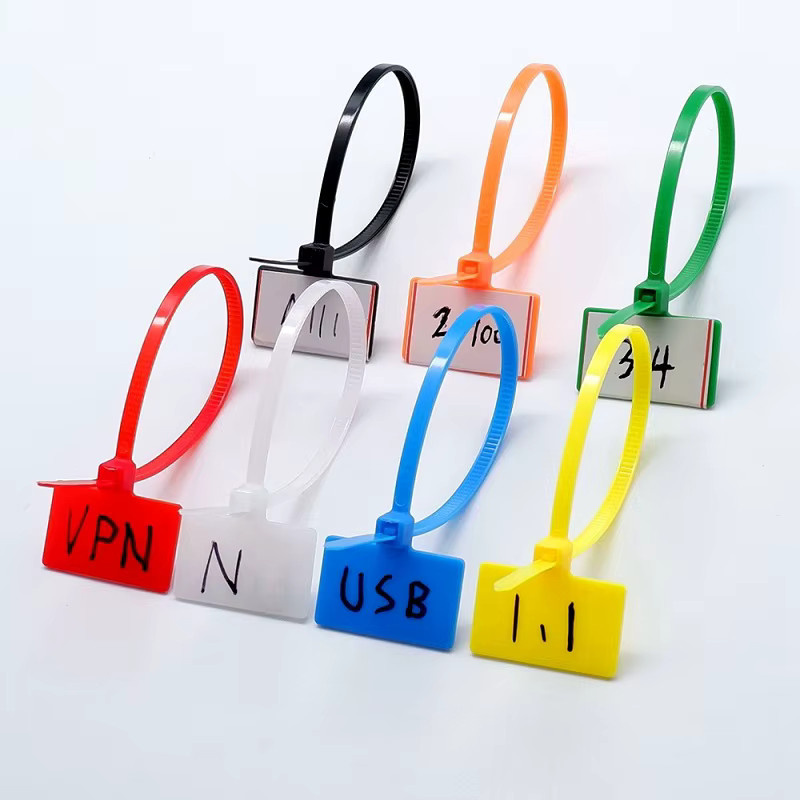 100 Stück Nylon-Marker-Kabelbinder in Weiß zur Organisation von Drähten, Kunststoff-Etiketten mit Schlaufe, Maße: 3 x 100 mm und 4 x 150/200 mm - Bild 2