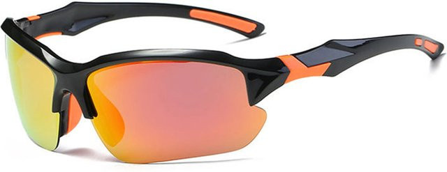 Techsuit 9301 Sportsonnenbrille, Unisex, Vollrand, rechteckig, Schwarz Orange, Kunststoff - Bild 1