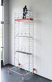 Krause Fahrgerüst Rollgerüst aus Aluminium in Silber mit einer maximalen Arbeitshöhe von 8,50 m, B: 75 cm, T: 250 cm, H: 850 cm - Bild 2