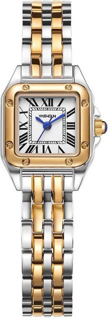 Yashidun Armbanduhr Quarz, Edelstahl, beige, Damen, rechteckig - Bild 1