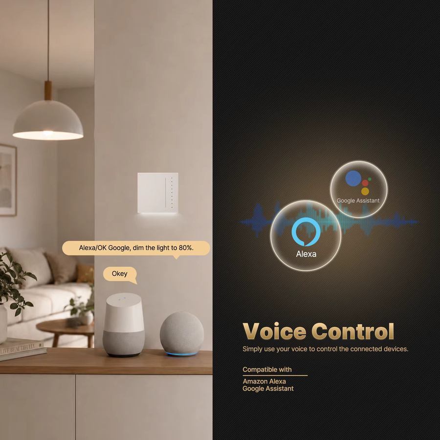 MOES Star Feather Series Smart Dimmer Lichtschalter, WiFi und Zigbee kompatibel, Weiß, mit App-Fernbedienung und Sprachsteuerung für Alexa und Google Home - Bild 6