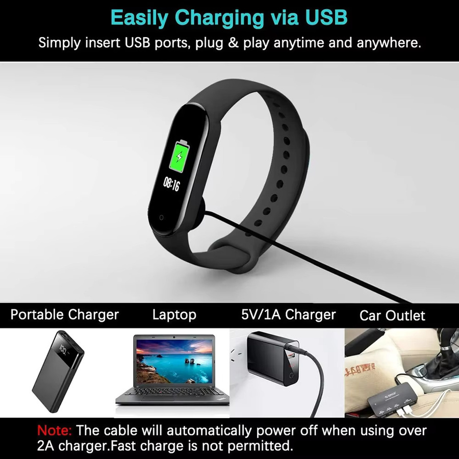 Magnetisches USB-Ladekabel für Xiaomi Mi Band 2 3 4 5 und Redmi Watch 2 in Schwarz - Bild 4