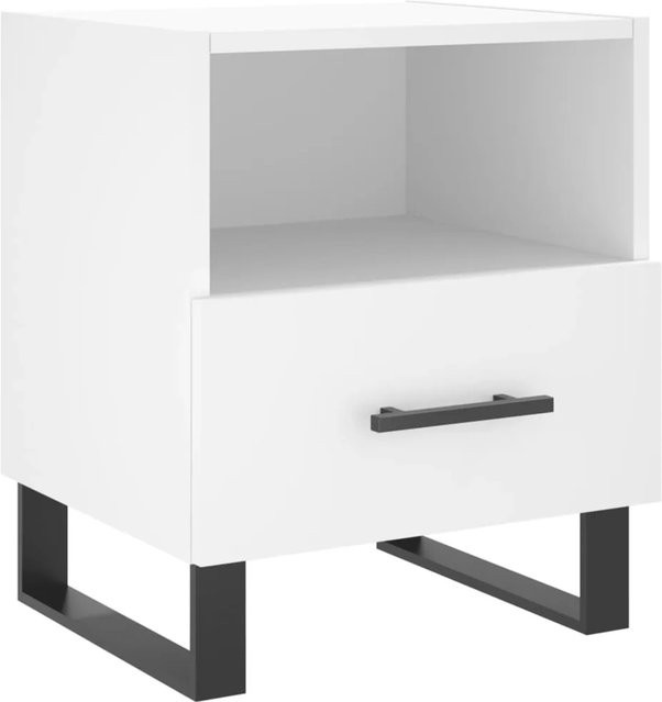 vidaXL Nachttisch modern in Weiß aus Holzwerkstoff und Eisen, B/T/H: 40 x 35 x 47,5 cm - Bild 1