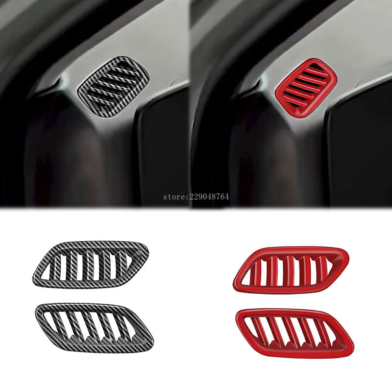 Fensterheber-Schalterabdeckung und Klimaanlagen-Auslassabdeckung für Hyundai Kona 2024 2025 aus ABS und Carbonfaser in Rot/Schwarz - Bild 3