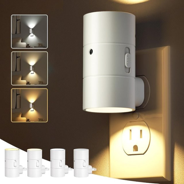 ZTree LED-Wandleuchte als Nachtlicht in Weiß mit Lichtsensor, dimmbar und mit 3 Farbtemperaturen für Flur, Badezimmer, Treppen und Schlafzimmer - Bild 1